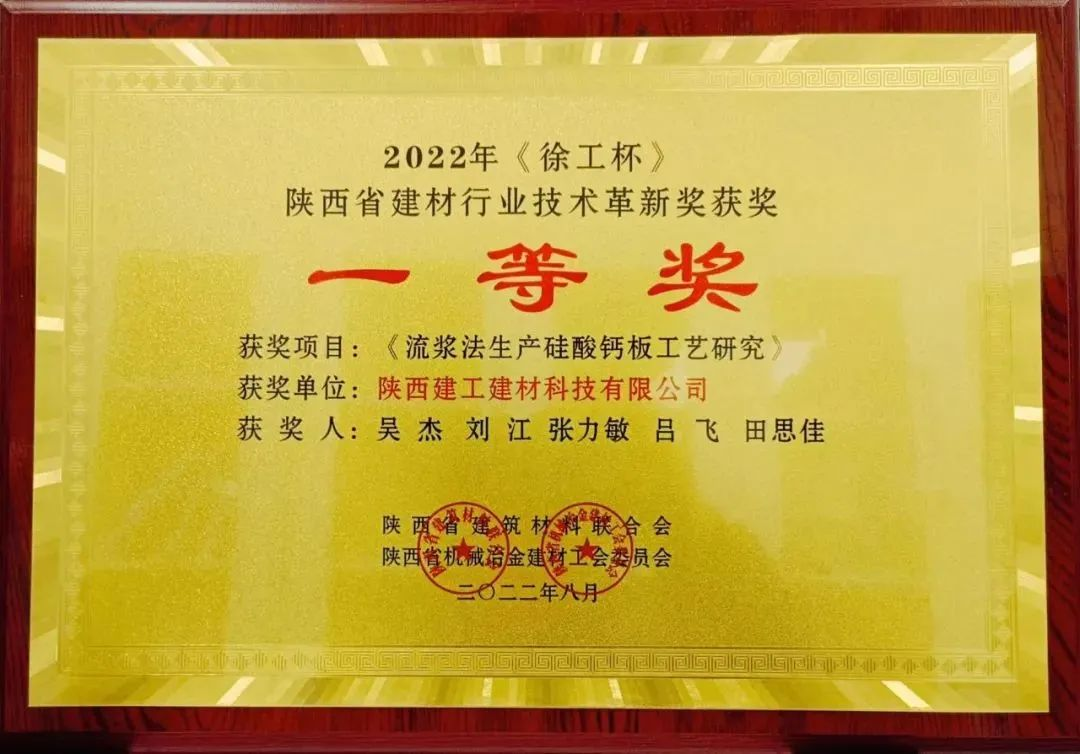 喜報丨陜建建材科技公司榮獲2022年度《徐工杯》陜西省建材行業(yè)技術革新一等獎